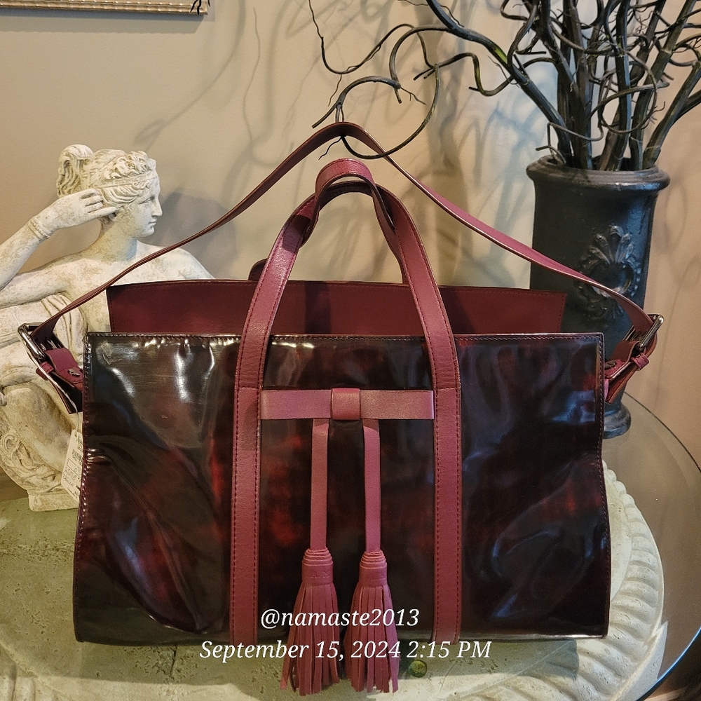 L.A.M.B. Gwen Stefani Addette Leather Handbag Satchel Leather Designer Marble 46